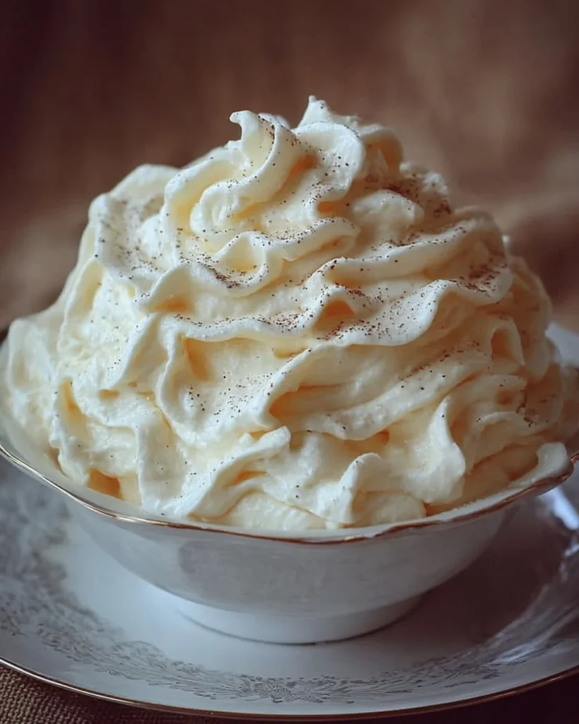 Delicious pudding frosting made with Cool Whip for dessert decoration.