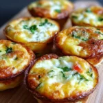 Healthy cottage cheese egg bites on a plate with fresh herbs.