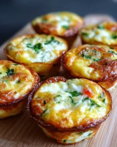 Healthy cottage cheese egg bites on a plate with fresh herbs.