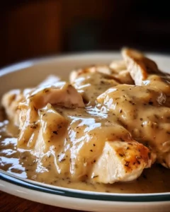 Crockpot Chicken and Gravy served with mashed potatoes