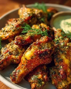 Delicious Dill Pickle Ranch Chicken Wings served on a platter
