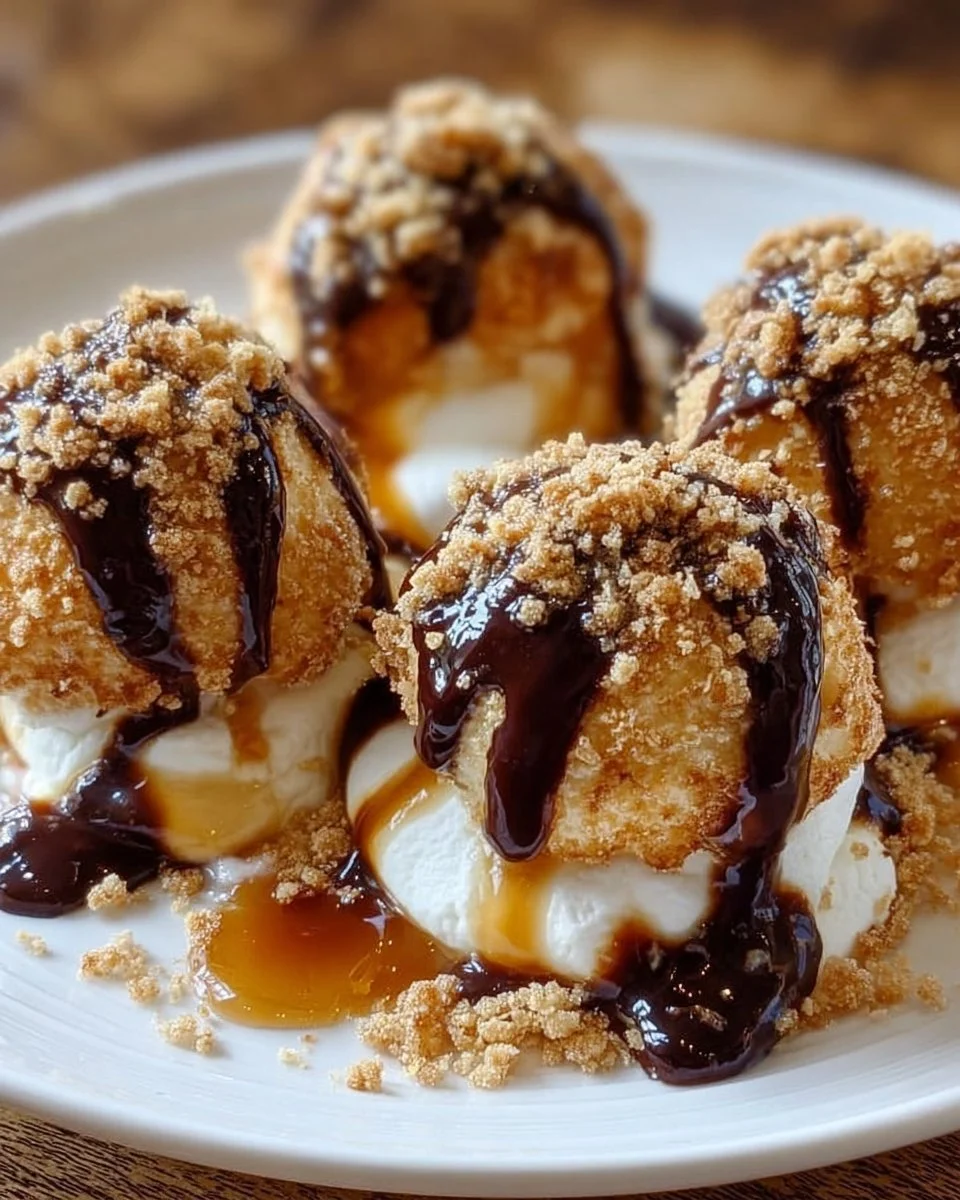 Delicious fried smores bombs with melted chocolate and marshmallow filling