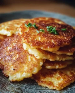 Deliciously crispy German potato pancakes served with sour cream