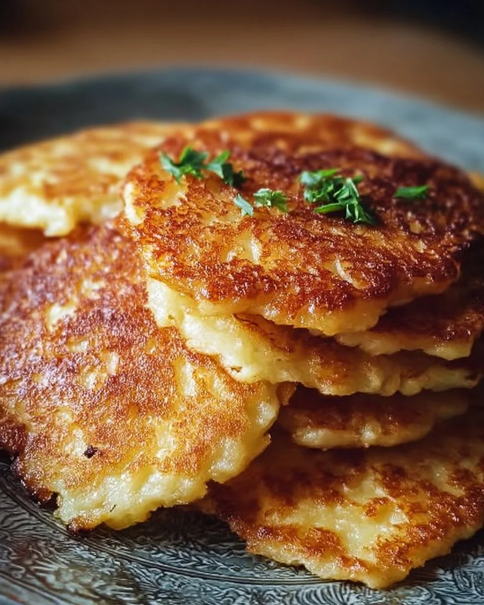 Deliciously crispy German potato pancakes served with sour cream