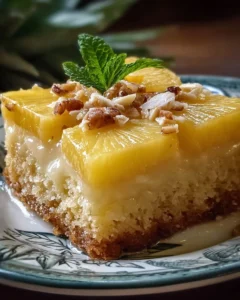 Delicious Hawaiian Pineapple Cake topped with fresh pineapple slices