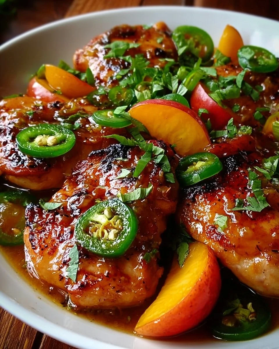 Flavorful Jalapeno Peach Chicken dish with vibrant colors and fresh ingredients