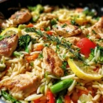 Lemon Chicken and Veggie Orzo Stir Fry