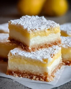 Delicious lemon cream cheese bars topped with a lemon glaze.