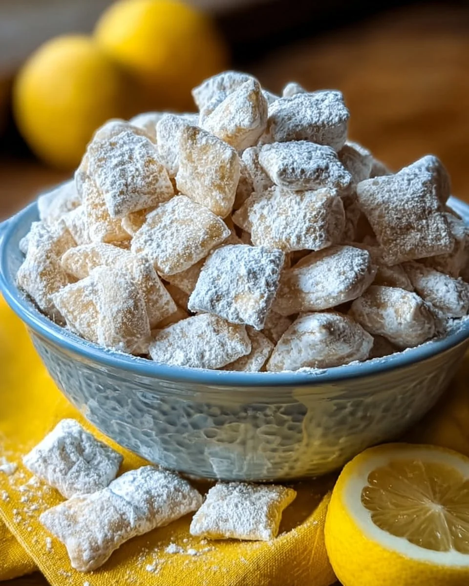 Bowl of Lemonade Puppy Chow snack recipe for dogs