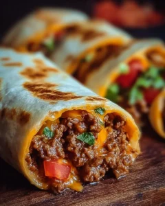 Delicious nacho cheese beef wrap with cheese and beef filling