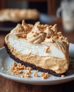 Delicious homemade Peanut Butter Cream Pie served on a plate