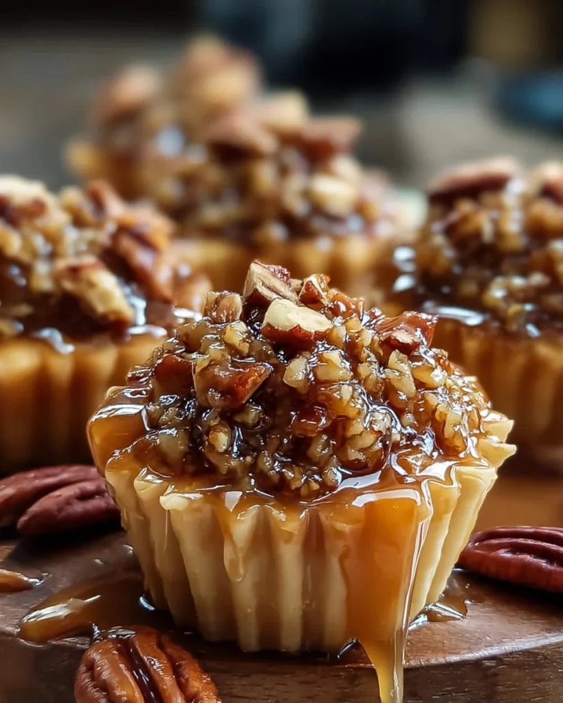 Pecan Caramel Baklava Cups with rich pecan and caramel flavor