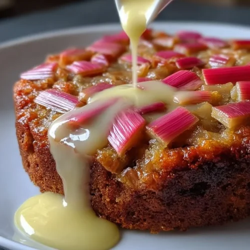 Rhubarb Cake with Butter Sauce