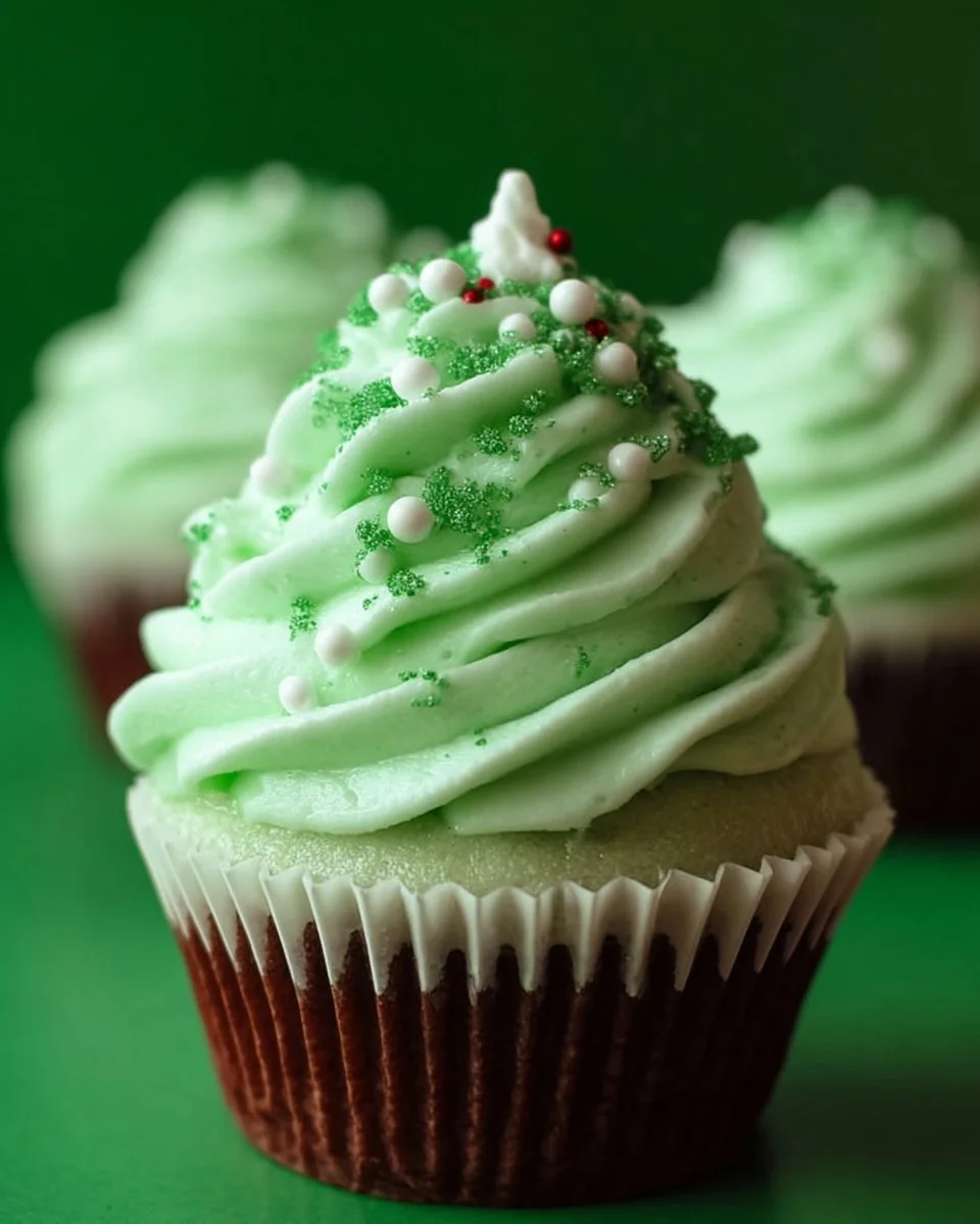 Delicious Shamrock Shake Cupcakes topped with green mint frosting