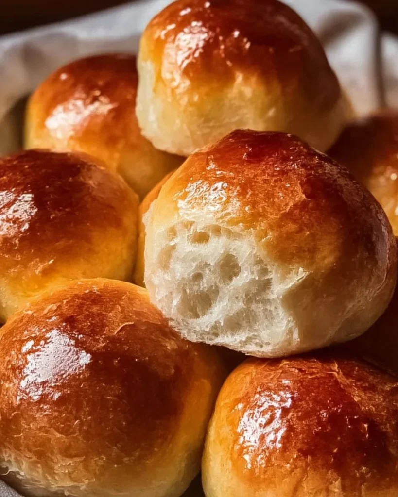 Deliciously soft and buttery homemade rolls on a wooden serving board
