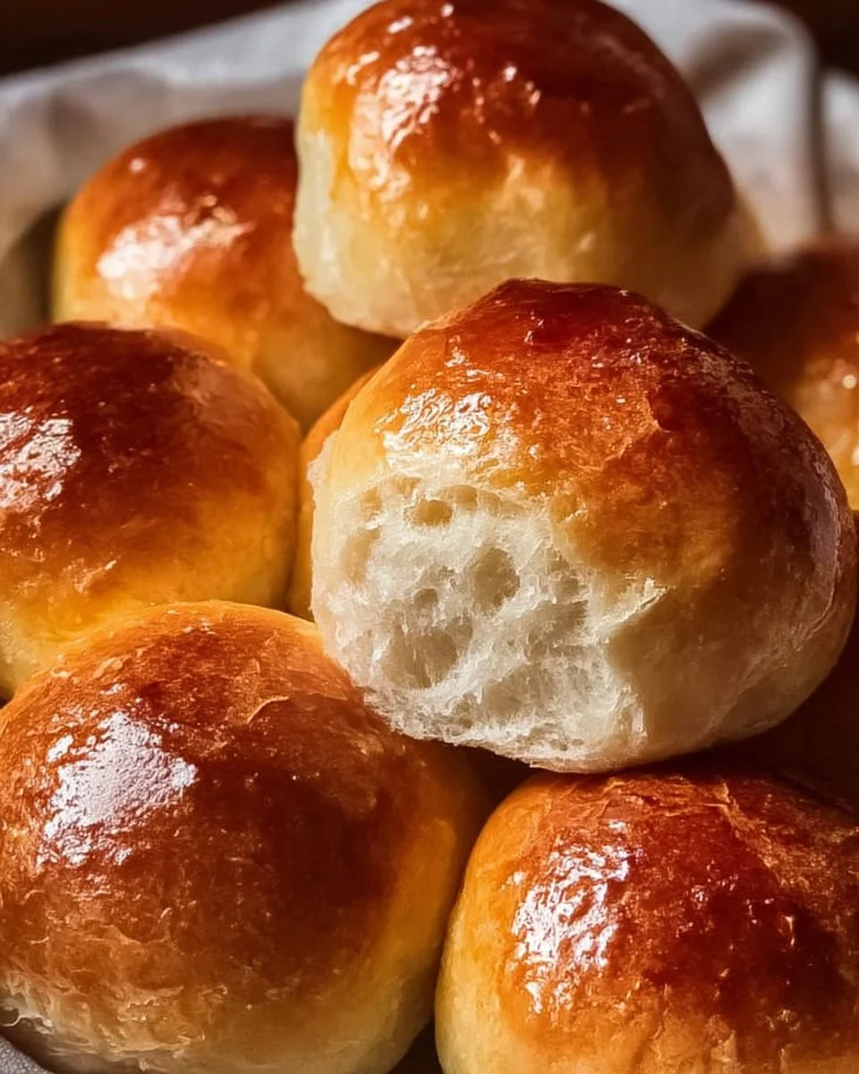 Deliciously soft and buttery homemade rolls on a wooden serving board