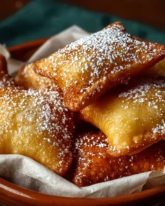Delicious homemade sopapillas served with honey and powdered sugar