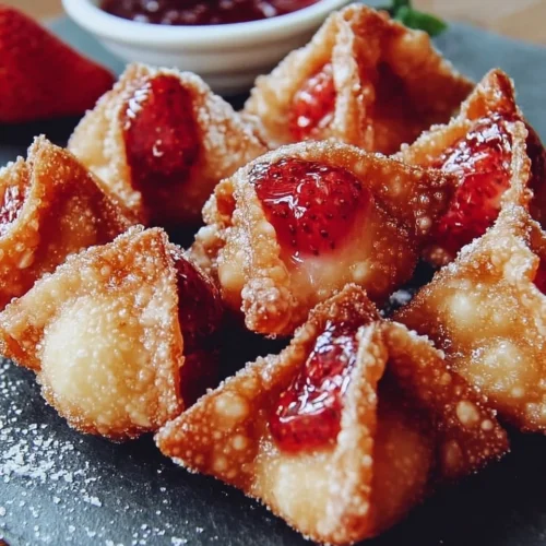 Fried Strawberry Cheesecake Wonton Bites