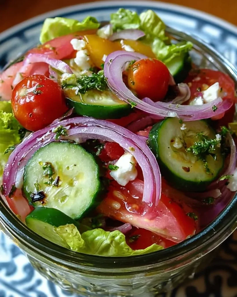Colorful summer salad with fresh vegetables and dressing