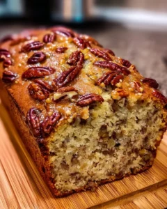 Freshly baked Sweet Alabama Pecan Bread with pecans and a golden crust