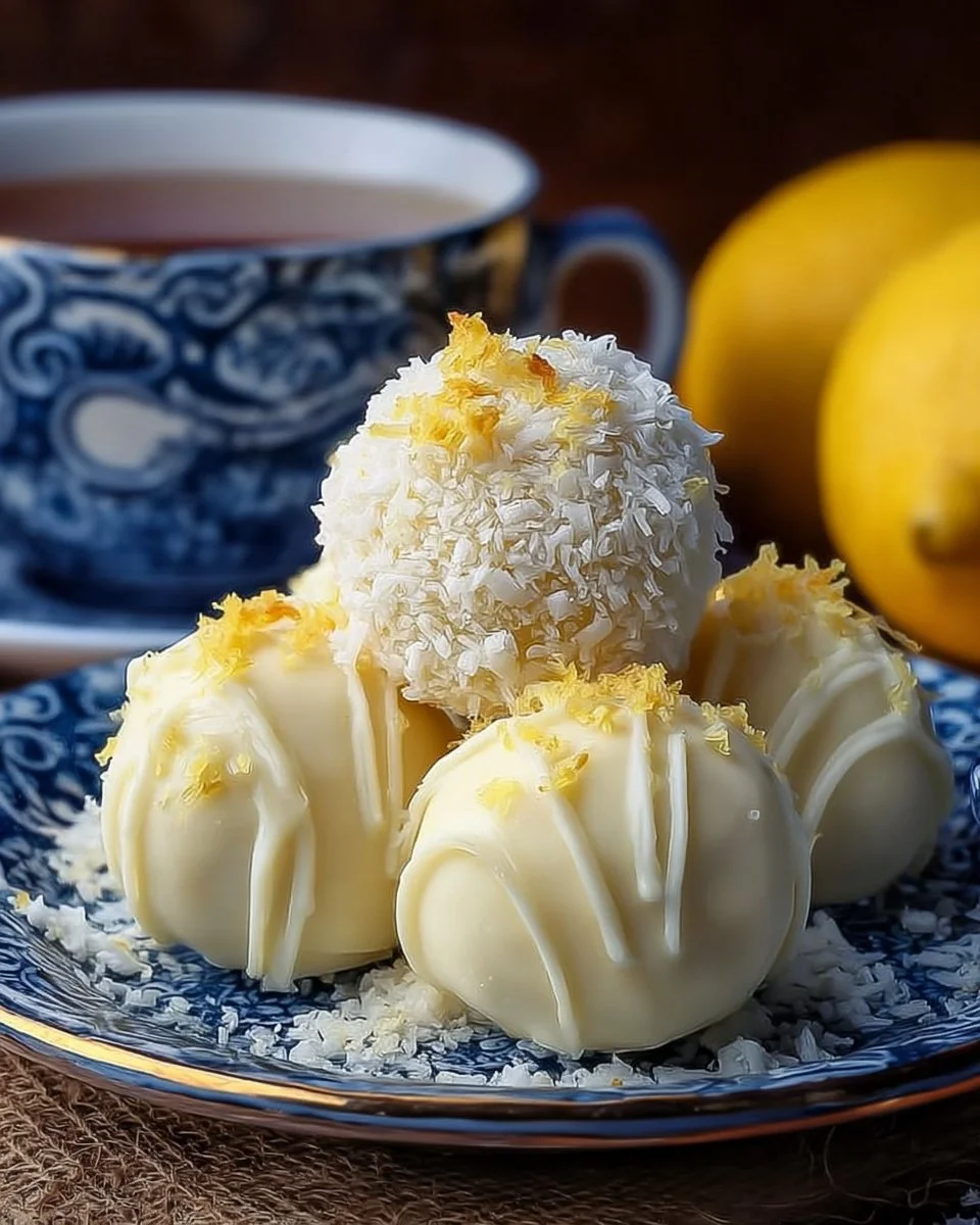 Delicious white chocolate lemon truffles garnished with lemon zest