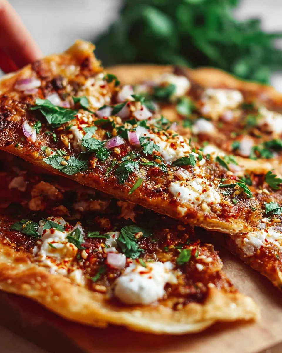 Homemade Lebanese pizzas cooking in the kitchen, ready to serve.
