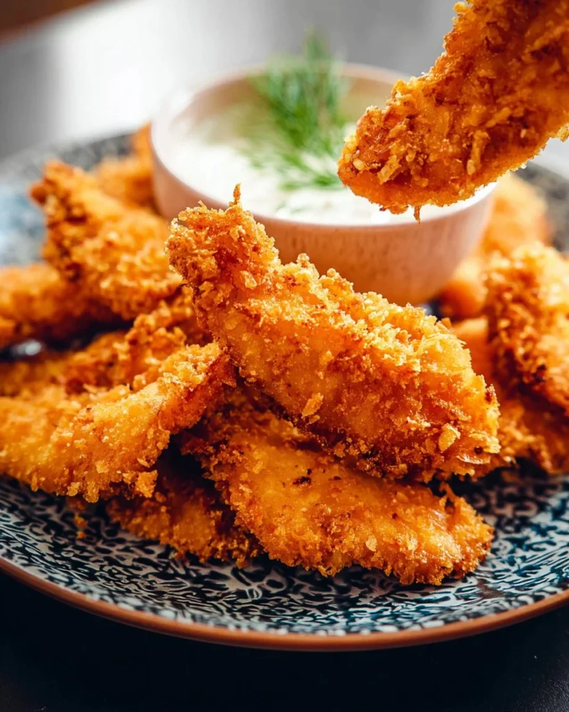 Air Fryer Chicken Tempura served on a plate with dipping sauce