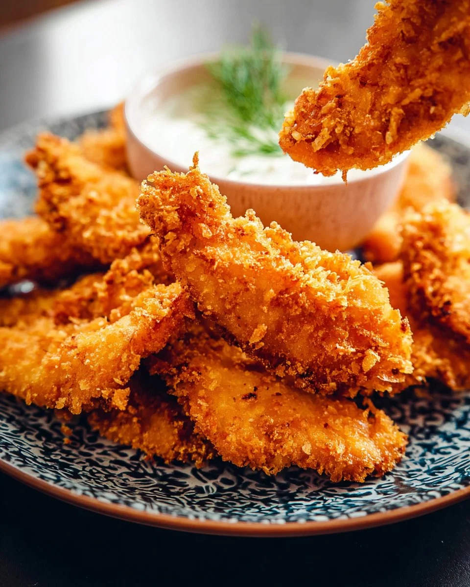 Air Fryer Chicken Tempura served on a plate with dipping sauce