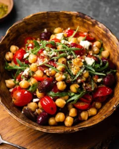 Antipasto Chickpea Salad with Feta and Artichokes