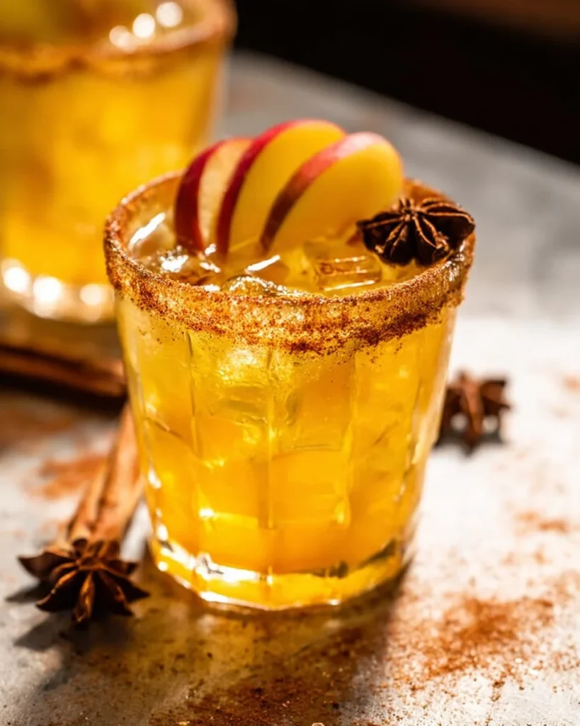 Delicious apple cider margaritas served in a festive glass