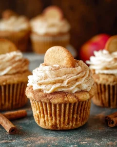 Delicious apple snickerdoodle cupcakes topped with cinnamon sugar frosting