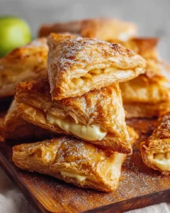 Delicious apple turnovers with cream filling served on a plate.