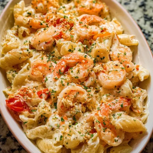 Baked Cream Cheese Pasta with Shrimp