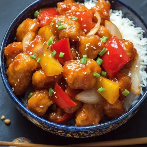 Battered Sweet and Sour Chicken with Pineapple and Peppers