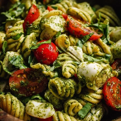 Bocconcini Pesto Pasta Salad with Cherry Tomatoes