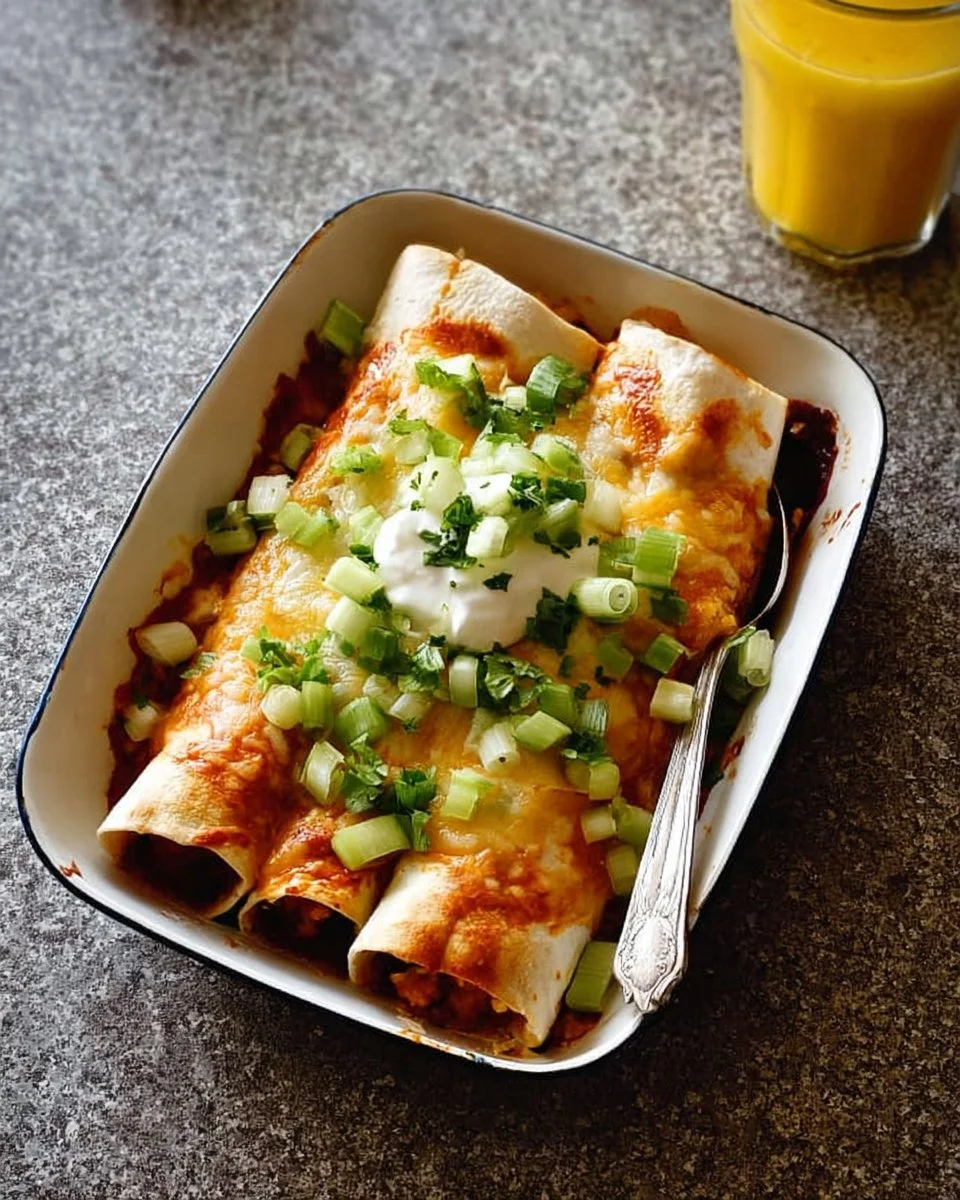 Delicious breakfast enchiladas topped with cheese and fresh ingredients