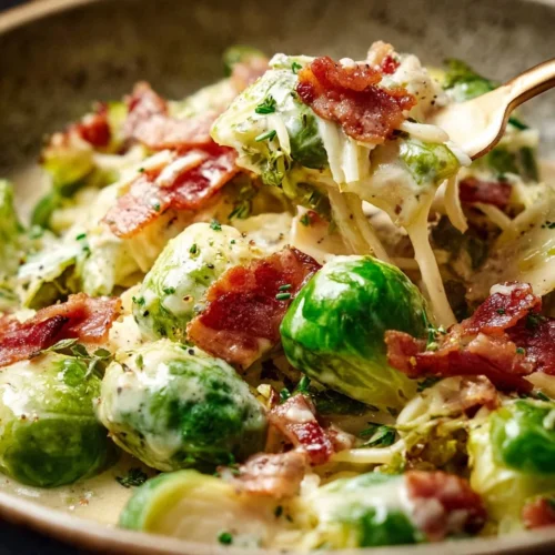 Brussels Sprouts Carbonara with Bacon and Parmesan 2 Brussels Sprouts Carbonara with Bacon and Parmesan