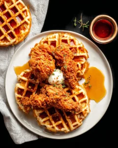 Delicious Chicken and Waffles recipe with crispy chicken and fluffy waffles