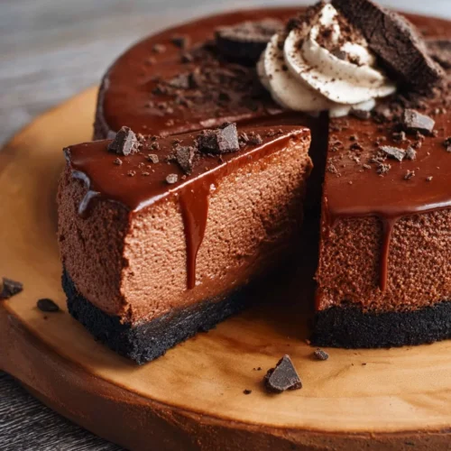 Chocolate Cheesecake with Cookie Crust and Chocolate Frosting 2 Chocolate Cheesecake with Cookie Crust and Chocolate Frosting