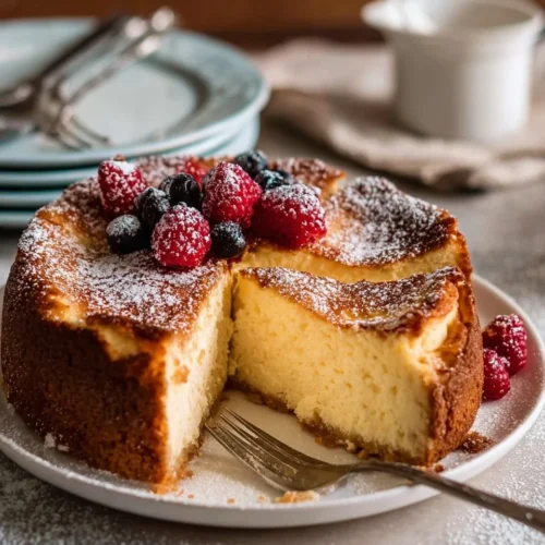 Classic Baked Lemon Cheesecake with Fresh Berries