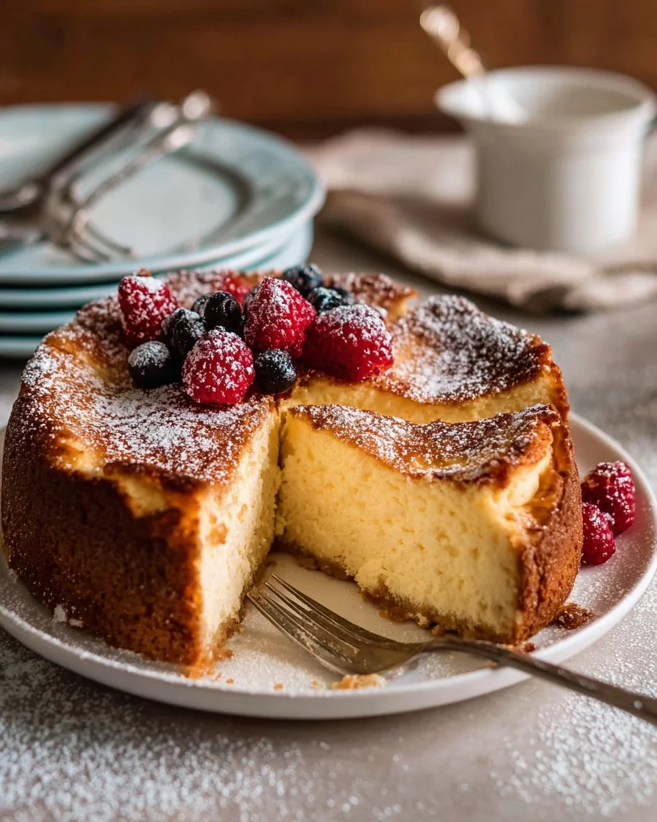 Classic Baked Lemon Cheesecake with Fresh Berries