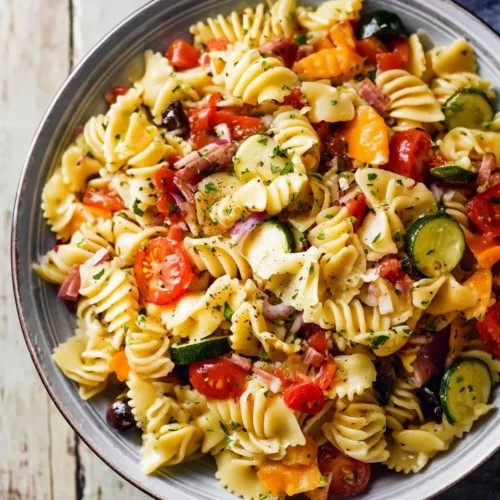 Classic Italian Pasta Salad with Salami and Mozzarella