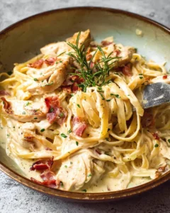 Creamy Chicken and Bacon Pasta with Parmesan