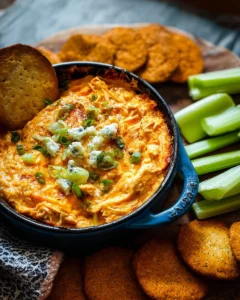 Delicious Crockpot Buffalo Chicken Dip served in a bowl with chips