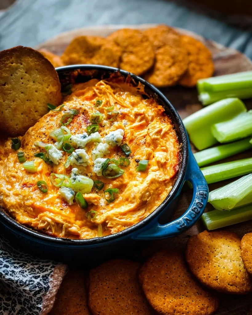 Delicious Crockpot Buffalo Chicken Dip served in a bowl with chips