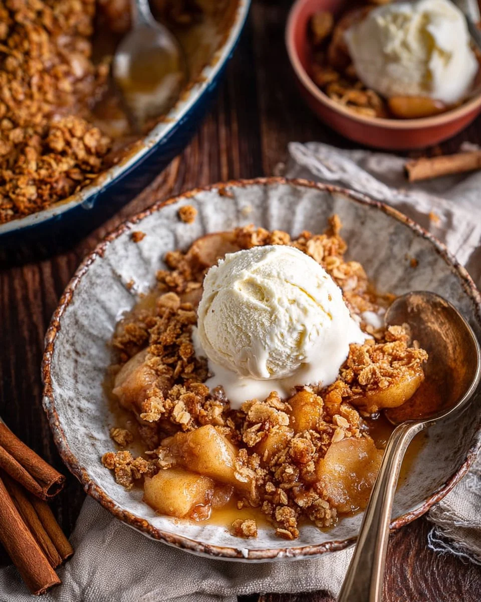 Delicious easy apple crisp dessert with apples and a crunchy topping