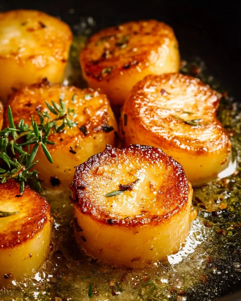 Delicious fondant potatoes served as a gourmet side dish