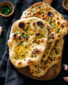 homemade garlic naan bread fresh from the oven