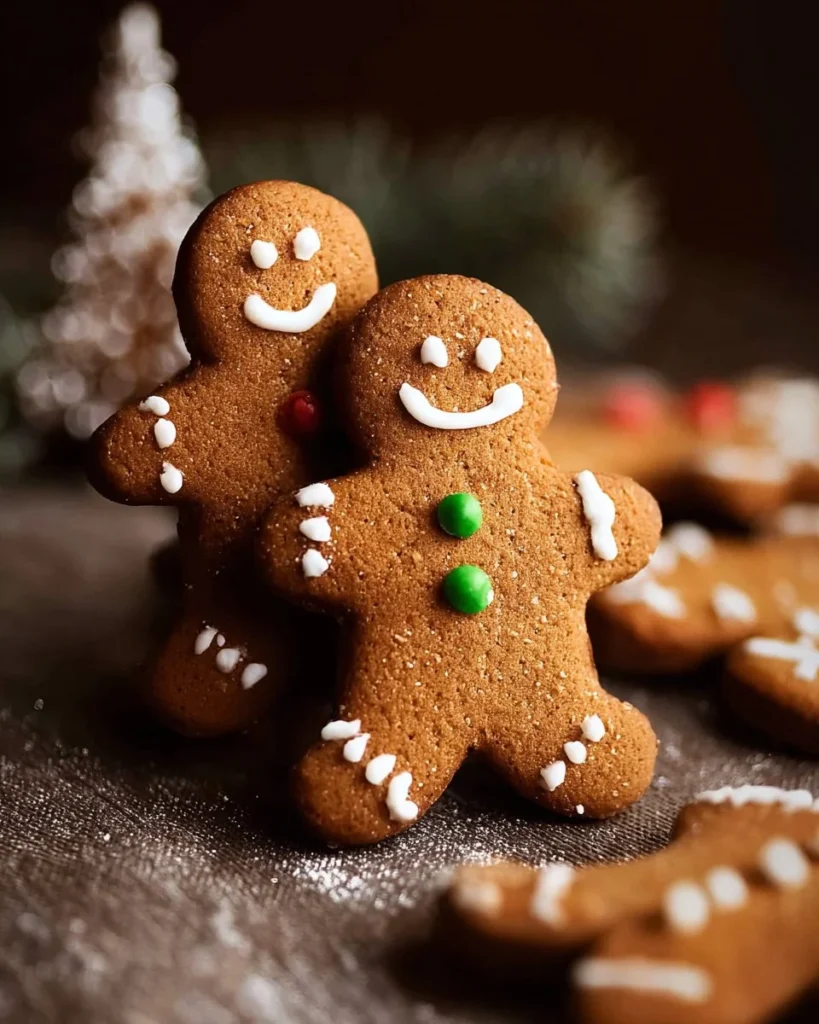 Tray of freshly baked Gingerbread Men cookies decorated with icing.