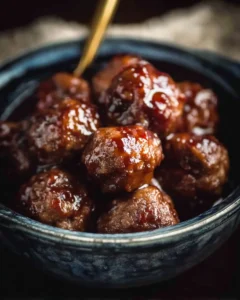 Delicious grape jelly meatballs served in a bowl